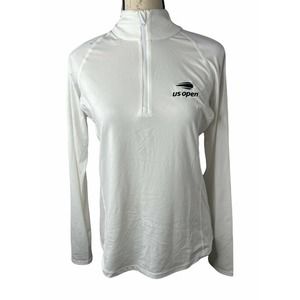 RLX Ralph Lauren Polo White Athletic Half Zip US Open Long Sleeve Size M‎